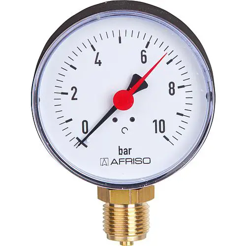 Rohrfeder-Manometer 0 - 6 bar KG ø 80 mm 1/2"AG radial