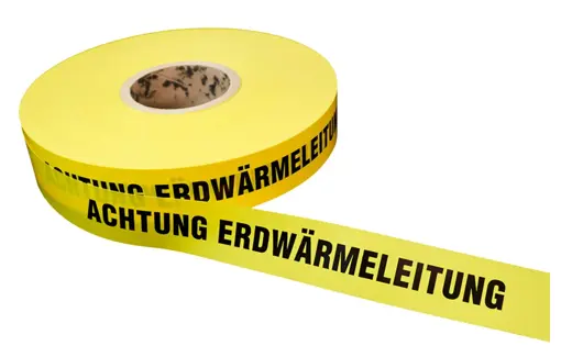 Trassenwarnband "Achtung Erdwärme" gelb