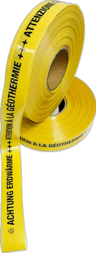 Trassenwarnband "Achtung Erdwärme" gelb DE/FR/IT